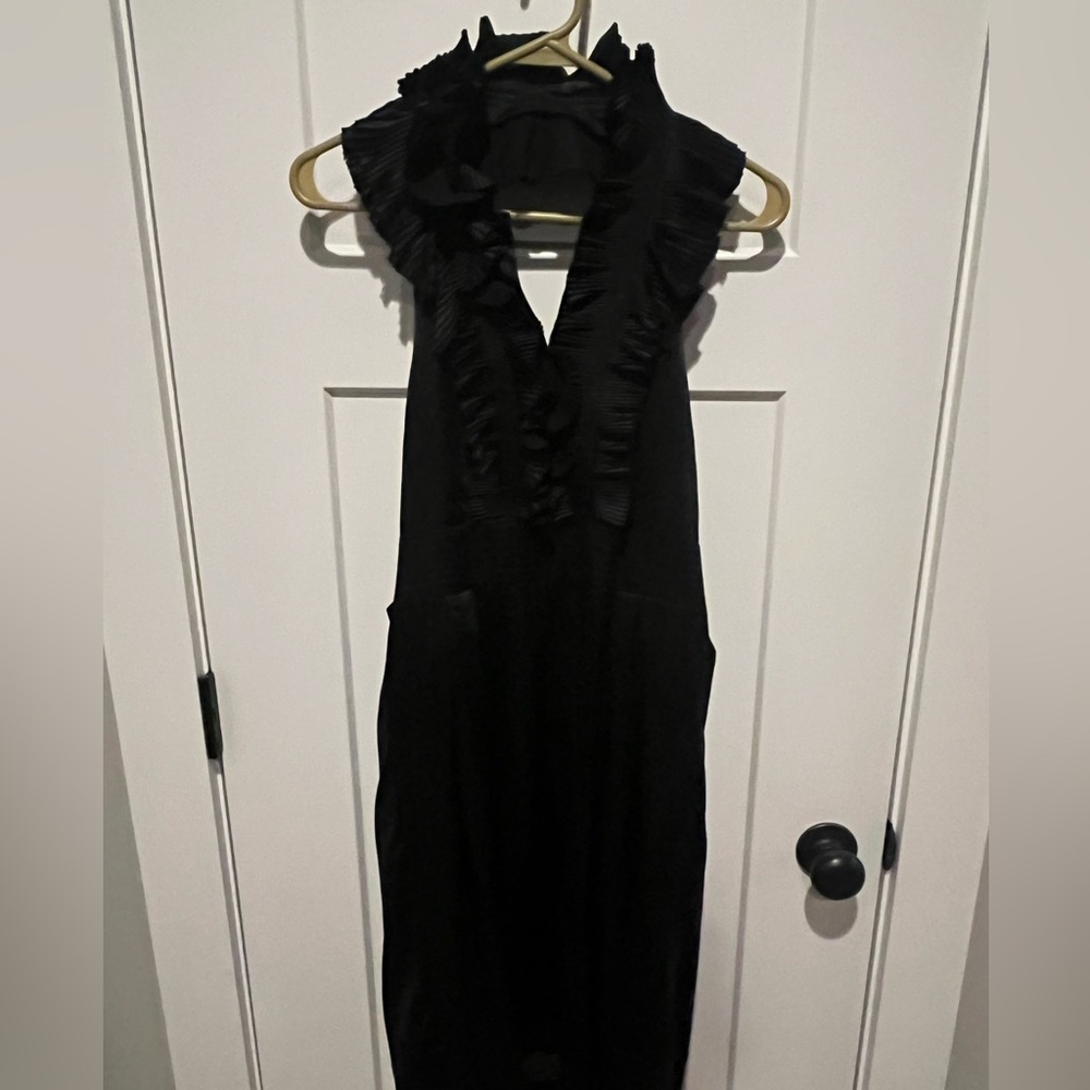 Ruffled Strapless satin dress